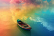 © nameera_hasan - A boat floating peacefully amidst a rainbow of colors
