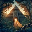 ai generated realistic beautiful ancient temple hidden in a forest with intricate carvings and surrounded by dense foliage and magnificent ancient buildings