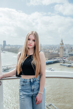 Young Woman Enjoying The London Skyline From The London Eye