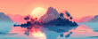 Misty island surrounded by mysterious atmosphere and hidden secrets. Digital art style vector flat minimalistic isolated illustration.