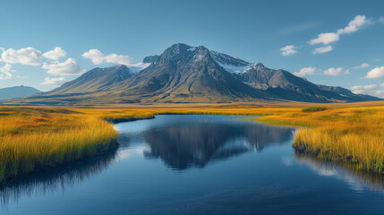 Poster - Island mit Bergen, Iceland