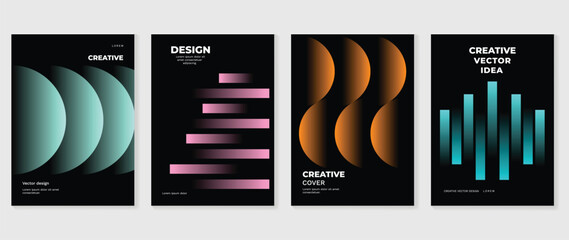 Wall Mural - abstract gradient background vector set. minimalist style cover template with vibrant perspective 3d