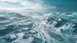 Snow covered valley from above in Iceland