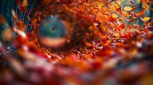 Capture The Swirling Motion Of Autumn Leaves As They Spiral Through The Air, Their Vibrant Colors Blending Together In A Kaleidoscope Of Reds, Oranges, And Yellows.