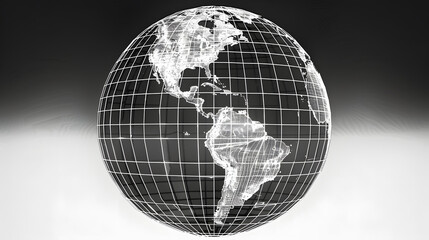 Canvas Print - logo, high contrast, black and white sketch, wireframe, globe of the world