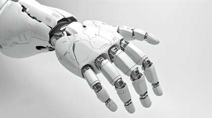 Aufkleber - Futuristic Robot Hand, Advanced Prosthetic Device. Articulated Robotic Technology. Black and White Image Style. Modern Engineering Design. AI