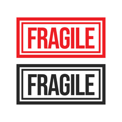 Poster - Sticker fragile handle with care vector. warning label, fragile label with broken glass symbol, vector