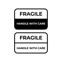 Sticker - Sticker fragile handle with care vector. warning label, fragile label with broken glass symbol, vector