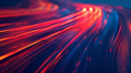 Wall Mural - Abstract red light trail on blue background