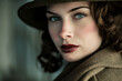 Image of beautiful young femme fatale woman in film noir style generative AI
