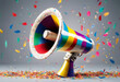 transparent png confetti carnival isolated megaphone background colorfull colourful art colours party decoration design object illustration birthday rainbow vector fun ribb