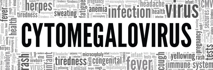 Wall Mural - CMV Cytomegalovirus word cloud conceptual design isolated on white background.