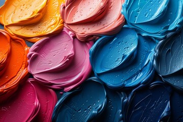 Poster - High-resolution image showcasing swirls of multicolored acrylic paint creating a vibrant and textured abstract art piece