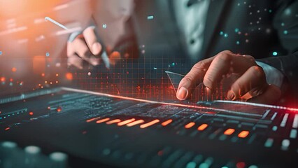 Poster - Business Executive Analyzing Financial Data on Digital Interface at Office