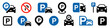 © Comauthor - Car parking icon set. Public parking and parking location symbol. No car parking sign - stock vector.