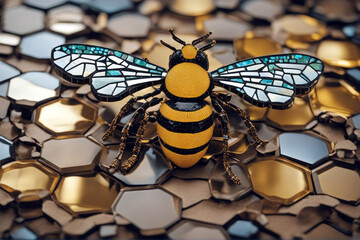 Wall Mural - mosaic manchester bee art united background love attack yellow anniversary beautiful city memory ins