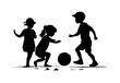 silhouettes of children playing, isolated background