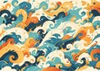 A whimsical illustration of colorful waves and clouds, with swirling patterns and playful shapes. The artwork captures the essence of fun and creativity in the style of cartoon.