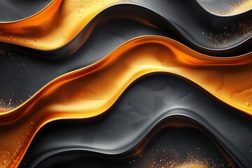 Poster - This striking image captures a dynamic and flowing texture with a combination of deep black and vibrant gold, suggesting opulence and high-end design