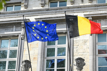 Wall Mural - Belgique Bruxelles drapeau belge Europe CEE EEC Capitale europeenne union