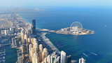 Fototapeta Nowy Jork - Aerial view of Dubai Marina. Dubai Marina is an affluent residential neighborhood known for The Beach at JBR.	