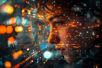 Aufkleber - A depiction of a computer programmer writing code that algorithmically generates complex and beautif