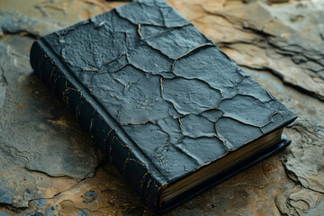 Fototapete - A photograph of a book cover design where raised inks and indentations encourage readers to feel as