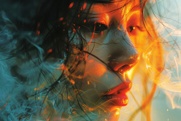 Poster - A photograph of a digital art therapy session, with clients expressing their emotions through abstra