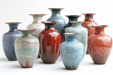Aufkleber - A photograph showing a series of ceramic vases with glazes designed to mimic the Milky Way, each pie