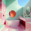 © ADDICTIVE STOCK - Serene Spa-Inspired Bathroom in Pastel Tones. Generative AI image