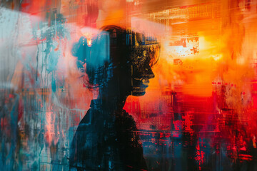 Poster - A scene showing a digital workshop where participants learn to create abstract art using coding and