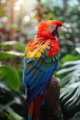 Aufkleber - A scene showing a parrot with butterfly wings, each feather bursting with a myriad of colors, flutte