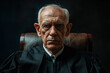 © ADDICTIVE STOCK - Somber judge in courtroom attire. Generative AI image