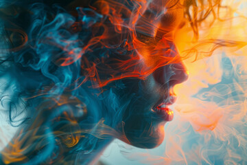 Aufkleber - An image of a digital artist creating an animation where colors and shapes flow and change in respon