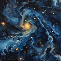 A galaxy as a living organism, its movements and colors suggesting life in the abstract cosmos