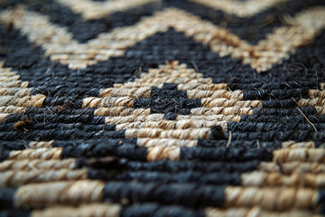 Poster - An image of a geometrically patterned rug, with each knot contributing to an intricate array of diam