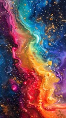 Wall Mural - A galaxy where each star is a different color, creating a rainbow tapestry against the void