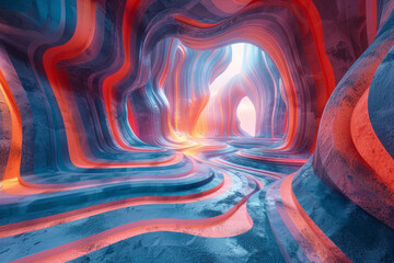 Leinwandbilder - A depiction of a virtual reality experience designed to explore psychedelic visuals, users immersed