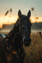 Poster - A horse endowed with delicate dragonfly wings, darting across fields with barely a touch to the gras