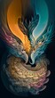 Abstract Yin and Yang Phoenix Illustration