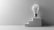 Light bulb idea concept on staircase, innovation and creativity