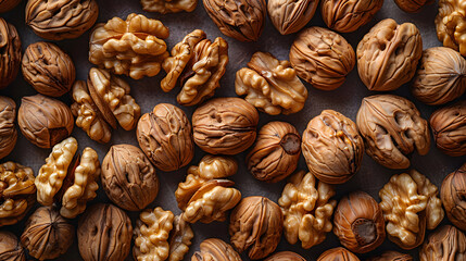 Canvas Print - close up of walnuts on the table