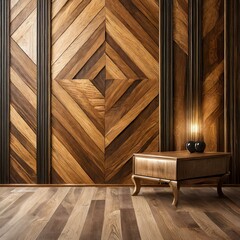 A premium setting adorned with luxury wooden texture wallpaper, taste in interior decor aesthetics