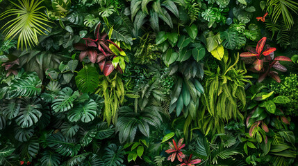 Green garden wall from tropical plants, cut out