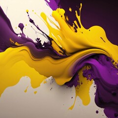 abstract background with purple and yellow paint splashes. 3d illustration