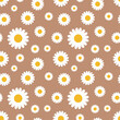 Daisy flower seamless on editable green background illustration. Pretty floral pattern for print. Flat design vector. Spring flower seamless design.