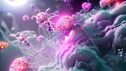 Poster - A realistic computer-generated Video depicting a modern cell phone with a high-resolution touchscreen display, Nanobots repairing biological tissue