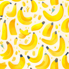 Wall Mural - Seamless pattern with bananas. Vector illustration in cartoon style.