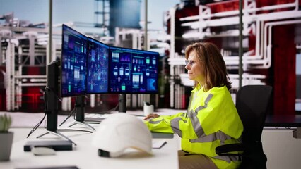 Fototapete - Industrial Data Automation System On Computer