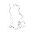 Vector isolated simplified illustration icon with black line silhouette of Republic of Karelia, russian region, map with shape of Onega and Ladoga lakes. White background